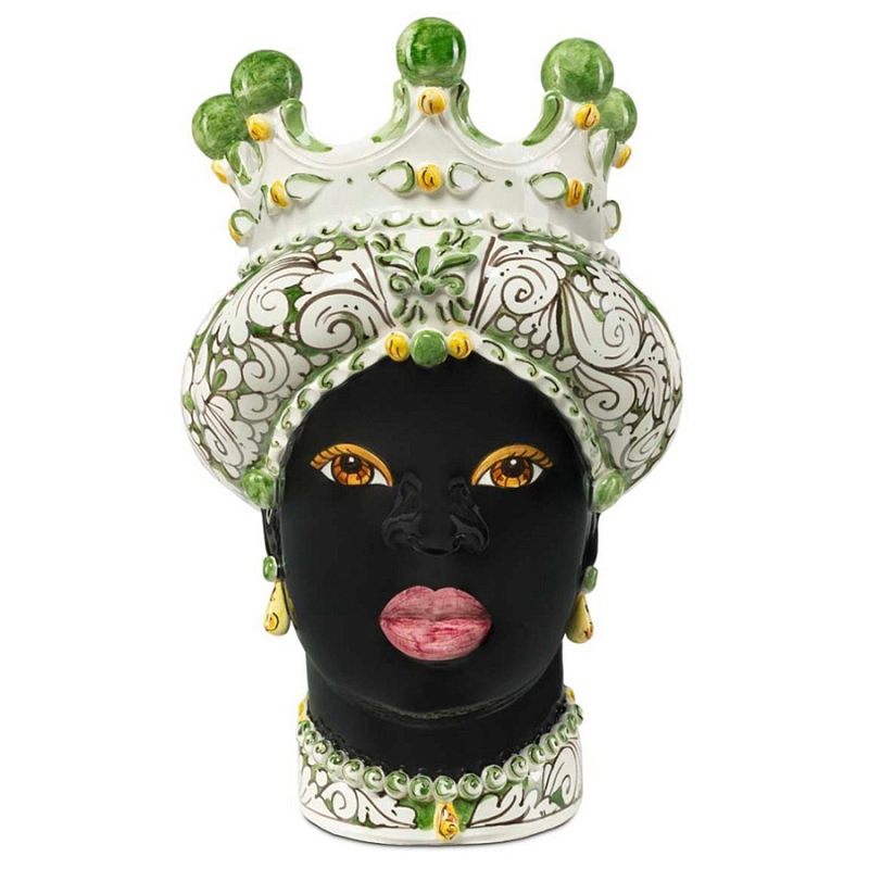 Ваза Vase Moro Lady Ornate Dark Green Черный Зеленый Белый Ваза Vase Moro Lady Ornate Dark Green Черный Зеленый Белый в Омске | Loft Concept