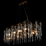 Люстра подвесная прямоугольная с бронзовыми акцентами и прозрачными стеклянными каплями Droplet Chandelier варинант исполнения - 4 | Loft Concept в Омске