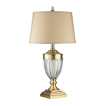 Настольная лампа со тканевым абажуром и прозрачным ребристым стеклянным основанием Quoizel варинант исполнения - 5 | Loft Concept в Омске