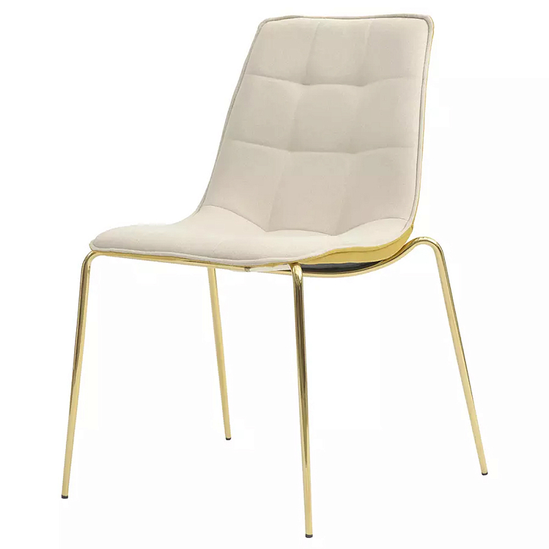 Стул с декоративной строчкой на обивке Sophisticated Silhouette Кремовый Золотой Стул с декоративной строчкой на обивке Sophisticated Silhouette Кремовый Золотой в Омске | Loft Concept