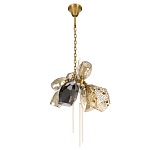 Люстра подвесная со стеклянными плафонами из дымчатого и золотистого с тремя вертикальными подвесками Gilded Mirage  варинант исполнения - 5 | Loft Concept в Омске