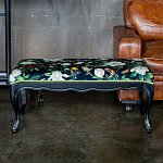 Банкетка из натурального бука черная с изображением птиц и цветов Blooming Birds варинант исполнения - 2 | Loft Concept в Омске