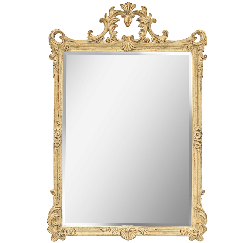 Зеркало настенное в раме бежевого цвета с эффектом старины Classic Ornament Mirror Бежевый Зеркало в Омске | Loft Concept 