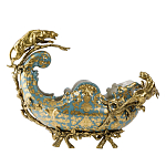 Чаша голубого цвета с оранментом и и бронзовыми фигурами леопардов Eden Garden варинант исполнения - 1 | Loft Concept в Омске