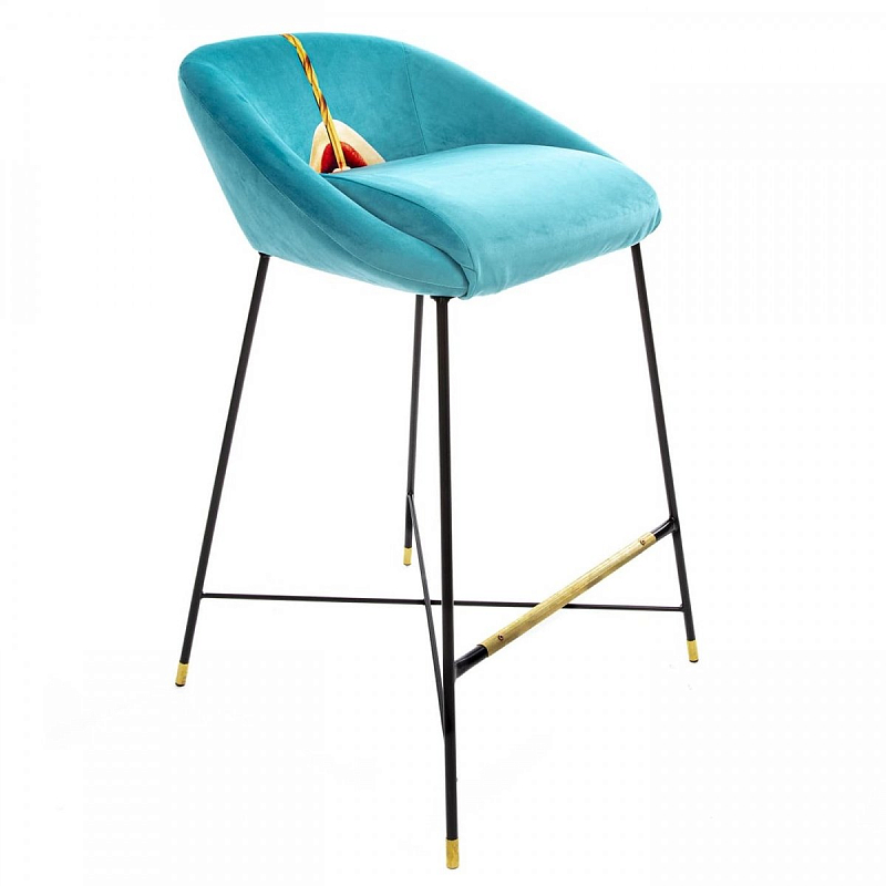 Барный стул Seletti High Stool Drill Черный Бирюзовый Барный стул Seletti High Stool Drill Черный Бирюзовый в Омске | Loft Concept