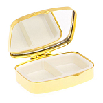 Таблетница карманная прямоугольная с 2-мя отделениями с зеркалом и накладкой из натурального камня Апатит Голубой Gold Stone Pillboxes варинант исполнения - 3 | Loft Concept в Омске