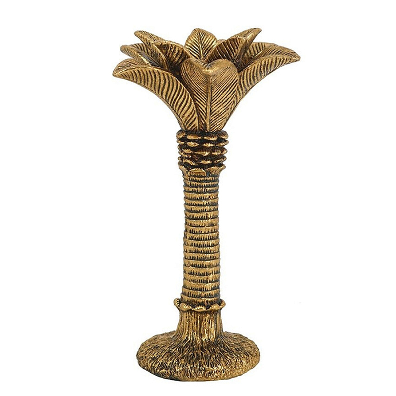 Подсвечник в форме пальмы с резными листьями и текстурным основанием Golden palm leaves Бронза Подсвечник в форме пальмы с резными листьями и текстурным основанием Golden palm leaves Бронза в Омске | Loft Concept