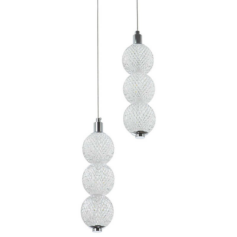 Подвесной светодиодный светильник с 2-мя плафонами Crystal Globule Hanging Lamp Chrome Прозрачный Хром Подвесной светодиодный светильник с 2-мя плафонами Crystal Globule Hanging Lamp Chrome Прозрачный Хром в Омске | Loft Concept