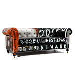 Диван Честерфильд граффити graffiti Orange Sofa натуральная кожа варинант исполнения - 1 | Loft Concept в Омске