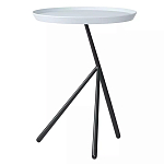 Столик приставной с круглой серой столешницей и черным основанием Round Stable Table варинант исполнения - 1 | Loft Concept в Омске