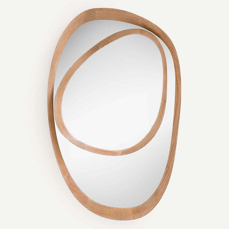 Ассиметричное зеркало в дубовой раме Infinity Symbol Светлый дуб в Омске | Loft Concept 