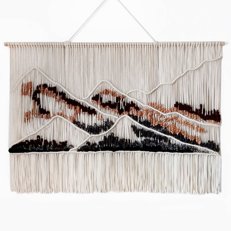 Гобелен ручная работа Wabi-Sabi II  Черный Терракотовый ivory ( слоновая кость ) в Омске | Loft Concept 