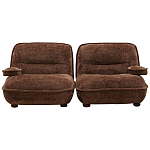 Кресло без подлокотников коричневое ну круглых деревянных ножках Loup Plush Armchair Brown варинант исполнения - 4 | Loft Concept в Омске