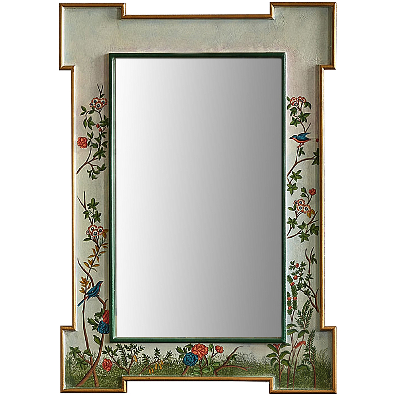 Зеркало в стиле Шинуазри ручная роспись Chinoiserie Garden White Mirror Мульти Белый Зеркало в стиле Шинуазри ручная роспись Chinoiserie Garden White Mirror Мульти Белый в Омске | Loft Concept