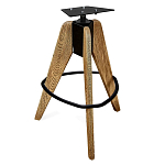 Барный стул со спинкой и металлической подставкой на 3-х деревянных ножках Горчичный Велюр Vendramin Chair варинант исполнения - 4 | Loft Concept в Омске