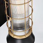 Настенный фонарь цилиндрической формы с рифленым стеклом в золотом каркасе на черном прямоугольном основании Eurofase варинант исполнения - 3 | Loft Concept в Омске