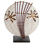 Настольная лампа из перламутра и дерева на подставке Indonesian Shell Flower варинант исполнения - 1 | Loft Concept в Омске