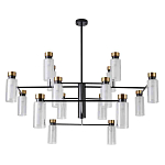 Люстра потолочная с 16-ю цилиндрическими плафонами из стекла и черным каркасом Noir Poise варинант исполнения - 1 | Loft Concept в Омске