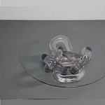 Дизайнерский журнальный стол с круглой прозрачной столешницей и основанием в виде цепи Hua Wang варинант исполнения - 2 | Loft Concept в Омске