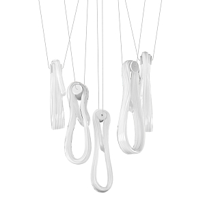 Подвесной светильник белого цвета с 6-ю изогнутыми плафонами Flow Loop