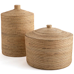 Плетеная корзина с крышкой Kheri Wicker Basket варинант исполнения - 2 | Loft Concept в Омске