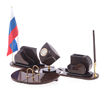 Настольный письменный набор из природного камня обсидиана коричневого Team leader варинант исполнения - 2 | Loft Concept в Омске