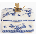 Фарфоровая шкатулка с бронзовой стрекозой Blue and White варинант исполнения - 4 | Loft Concept в Омске