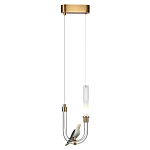 Подвесной светильник с декоративной фигуркой птицы на прозрачной изогнутой трубке Ganthea варинант исполнения - 3 | Loft Concept в Омске