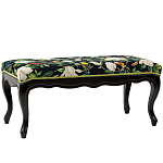 Банкетка из натурального бука черная с изображением птиц и цветов Blooming Birds варинант исполнения - 1 | Loft Concept в Омске