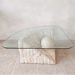 Дизайнерский журнальный стол в виде раковины с жемчужиной под прозрачной столешницей Fahin варинант исполнения - 1 | Loft Concept в Омске