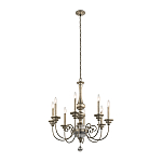 Люстра серебряного цвета с состаренным эффектом и декоративным подвесным шаром Kichler варинант исполнения - 2 | Loft Concept в Омске