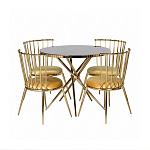 Обеденный стол с чёрной круглой столешницей на золотых ножках Rive Gauche Table варинант исполнения - 3 | Loft Concept в Омске