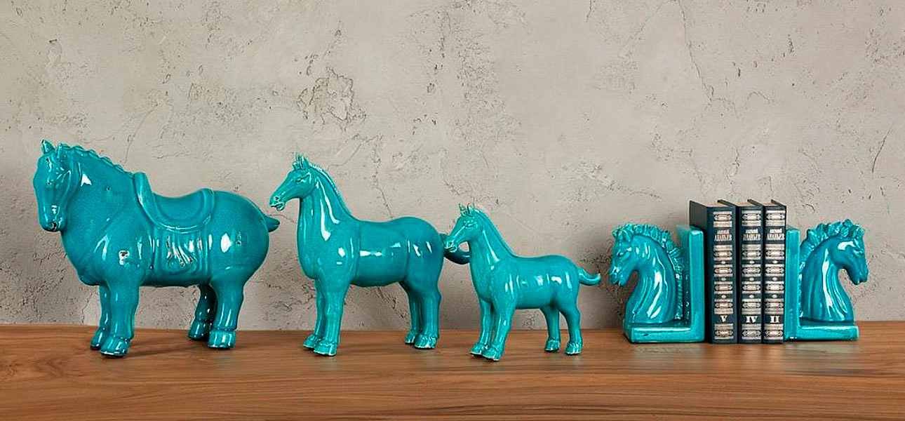 Фигурка керамика синяя лошадь большая Blue Horse Фигурка керамика синяя лошадь большая Blue Horse - Loft-Concept в Омске