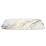 Обеденный стол с прямоугольной столешницей из стекла на черных металлических ножках White Marble варинант исполнения - 3 | Loft Concept в Омске