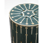 Приставной круглый столик с инкрустацией blue Mandika Bone Inlay  варинант исполнения - 1 | Loft Concept в Омске