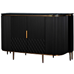 Комод черный округлой формы с рельефным фасадом Black Cut варинант исполнения - 1 | Loft Concept в Омске