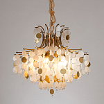 Люстра подвесная с белыми и золотыми круглыми подвесками Диаметр 70 см SHELL Chandelier варинант исполнения - 2 | Loft Concept в Омске