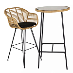 Барный столик с круглой плетеной столешницей Wicker Table Top варинант исполнения - 3 | Loft Concept в Омске