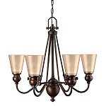 Люстра бронзового цвета с конусными плафонами из бежевого стекла Hinkley варинант исполнения - 1 | Loft Concept в Омске