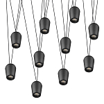 Подвесной светильник черными плафонами на длинных пересекающихся тросах Construction варинант исполнения - 9 | Loft Concept в Омске