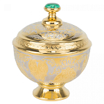 Сахарница металлическая с гравировкой и натуральным камнем Малахит в подарочной коробке Metal Stone Sugar Bowls варинант исполнения - 1 | Loft Concept в Омске