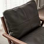 Кресло c каркасом из массива дерева и мягкой кожаной обивкой Walnut Armchair варинант исполнения - 5 | Loft Concept в Омске