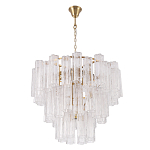 Люстра круглая многоярусная с прозрачными подвесками из стекла Hexagon Tube Light варинант исполнения - 2 | Loft Concept в Омске