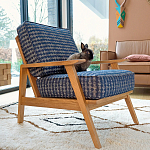 Кресло с каркасом из массива дуба Deniaud Oak Blue Print  Armchair варинант исполнения - 6 | Loft Concept в Омске