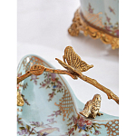 Блюдо из голубого фарфора с бронзовой ручкой в виде ветки Blue Garden варинант исполнения - 5 | Loft Concept в Омске