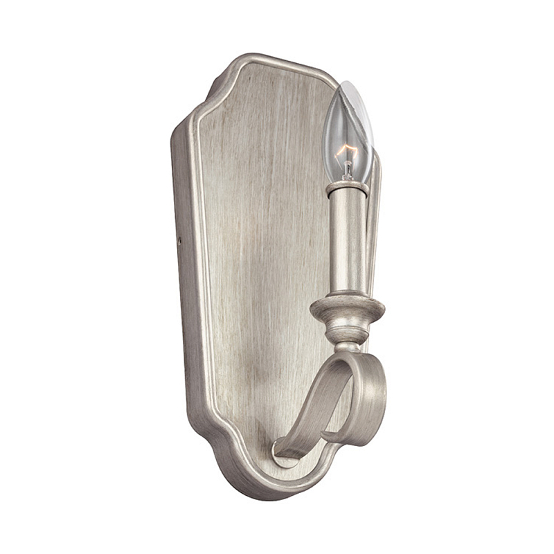 Бра серебрянного цвета с лампой в виде свечи на изогнутой ножке Feiss Серебряный в Омске | Loft Concept 