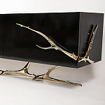 Дизайнерский комод чёрный глянцевый с основанием в виде золотых ветвей Meta Credenza  варинант исполнения - 1 | Loft Concept в Омске