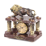 Часы настольные из креноида и бронзы с декором в виде льва Lion Stone Clock варинант исполнения - 3 | Loft Concept в Омске
