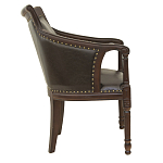 Кресло кожаное на 4-х деревянных ножках из массива березы Ethan Armchair brown варинант исполнения - 1 | Loft Concept в Омске