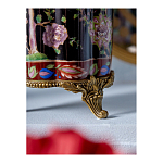 Ваза из фарфора черная с цветочной росписью и бронзовой стрекозой Spring Garden варинант исполнения - 7 | Loft Concept в Омске